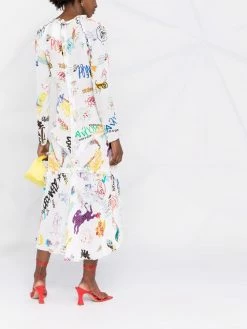 Dsquared2 Prix Usine Robe longue volantée à logo imprimé robes de jour femme 13 Dsquared2 robe longue volantée à logo imprimé