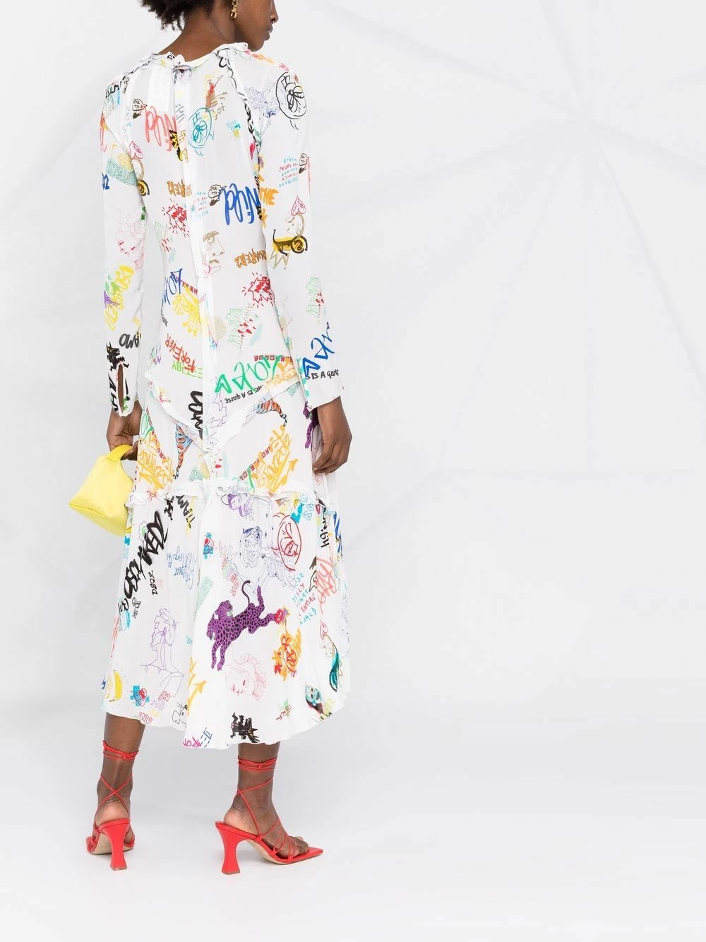 Dsquared2 Prix Usine Robe longue volantée à logo imprimé robes de jour femme 6 Dsquared2 robe longue volantée à logo imprimé