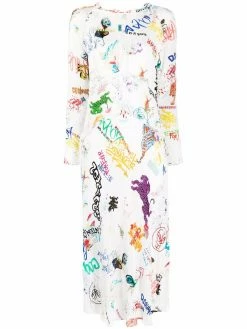 Dsquared2 robe longue volantée à logo imprimé