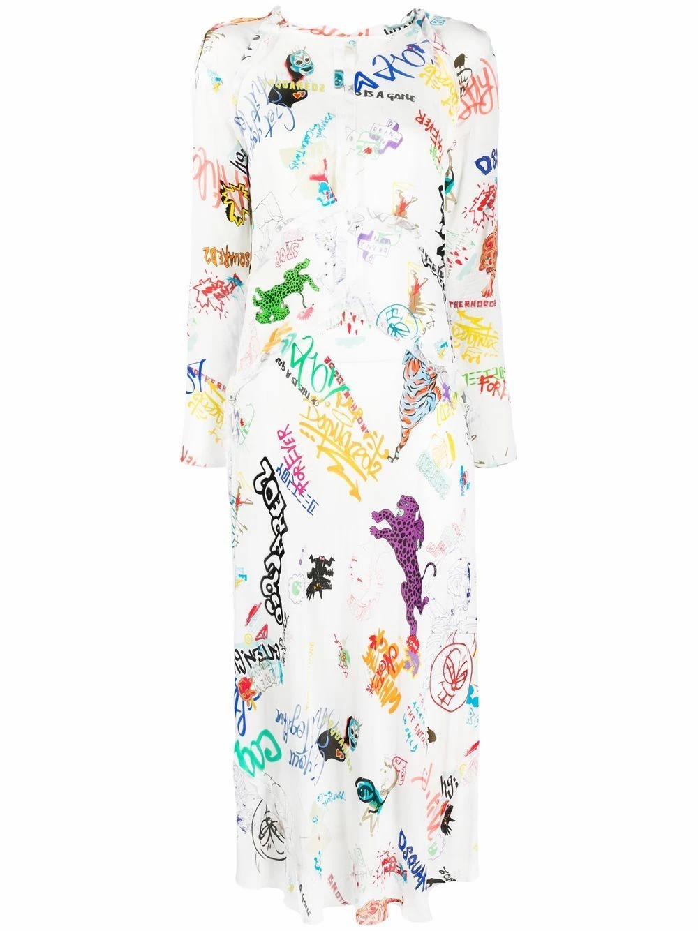 Dsquared2 Prix Usine Robe longue volantée à logo imprimé robes de jour femme 3 Dsquared2 robe longue volantée à logo imprimé