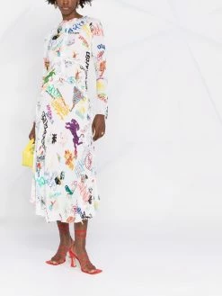 Dsquared2 robe longue volantée à logo imprimé