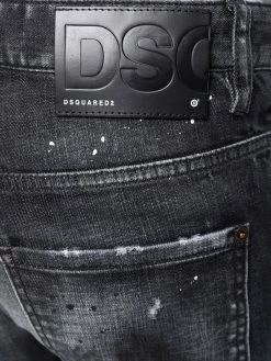 Dsquared2 jean droit à effet usé