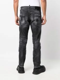 Dsquared2 jean droit à effet usé