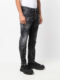 Dsquared2 jean droit à effet usé
