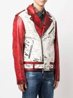Prix Allégé Dsquared2 Veste de moto à empiècements contrastants vestes de moto homme 10 Dsquared2 veste de moto à empiècements contrastants