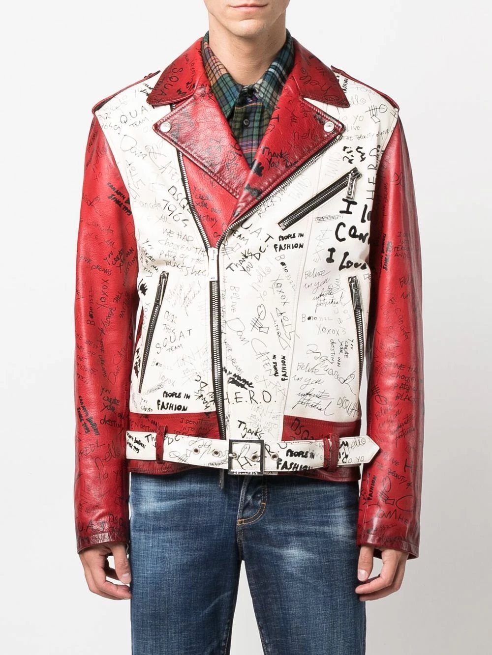 Prix Allégé Dsquared2 Veste de moto à empiècements contrastants vestes de moto homme 5 Dsquared2 veste de moto à empiècements contrastants