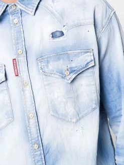 Dsquared2 chemise en jean à effet usé