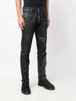 Dsquared2 jean droit à effet usé