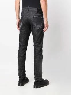Dsquared2 jean droit à effet usé