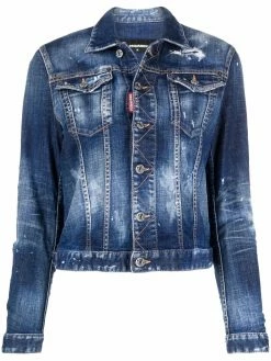 Dsquared2 veste en jean à effet usé