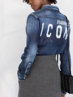 Dsquared2 chemise en jean à effet usé