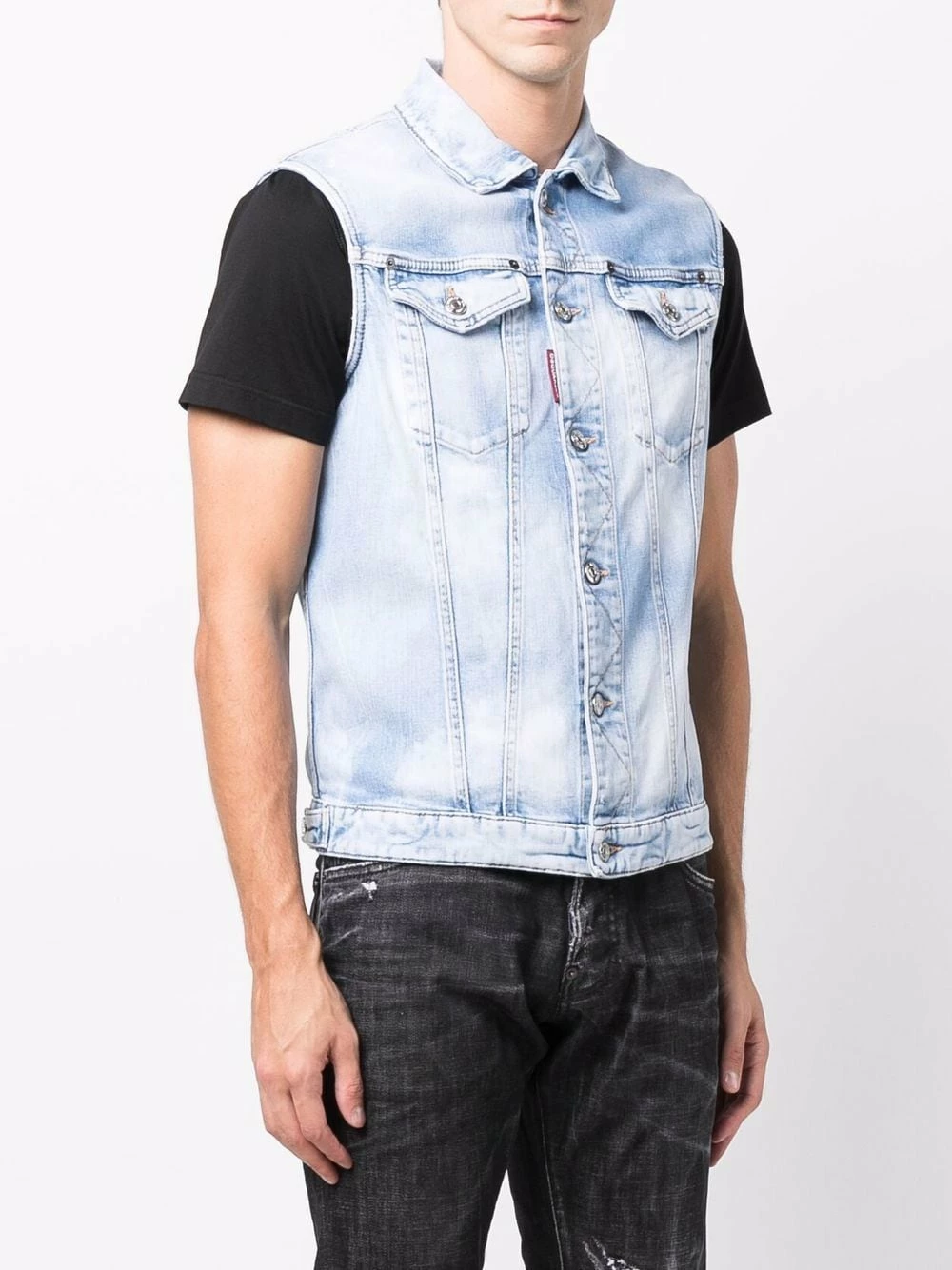 Dsquared2 Prix Cassé Débardeur en jean à effet délavé gilets & vestons homme 5 Dsquared2 débardeur en jean à effet délavé