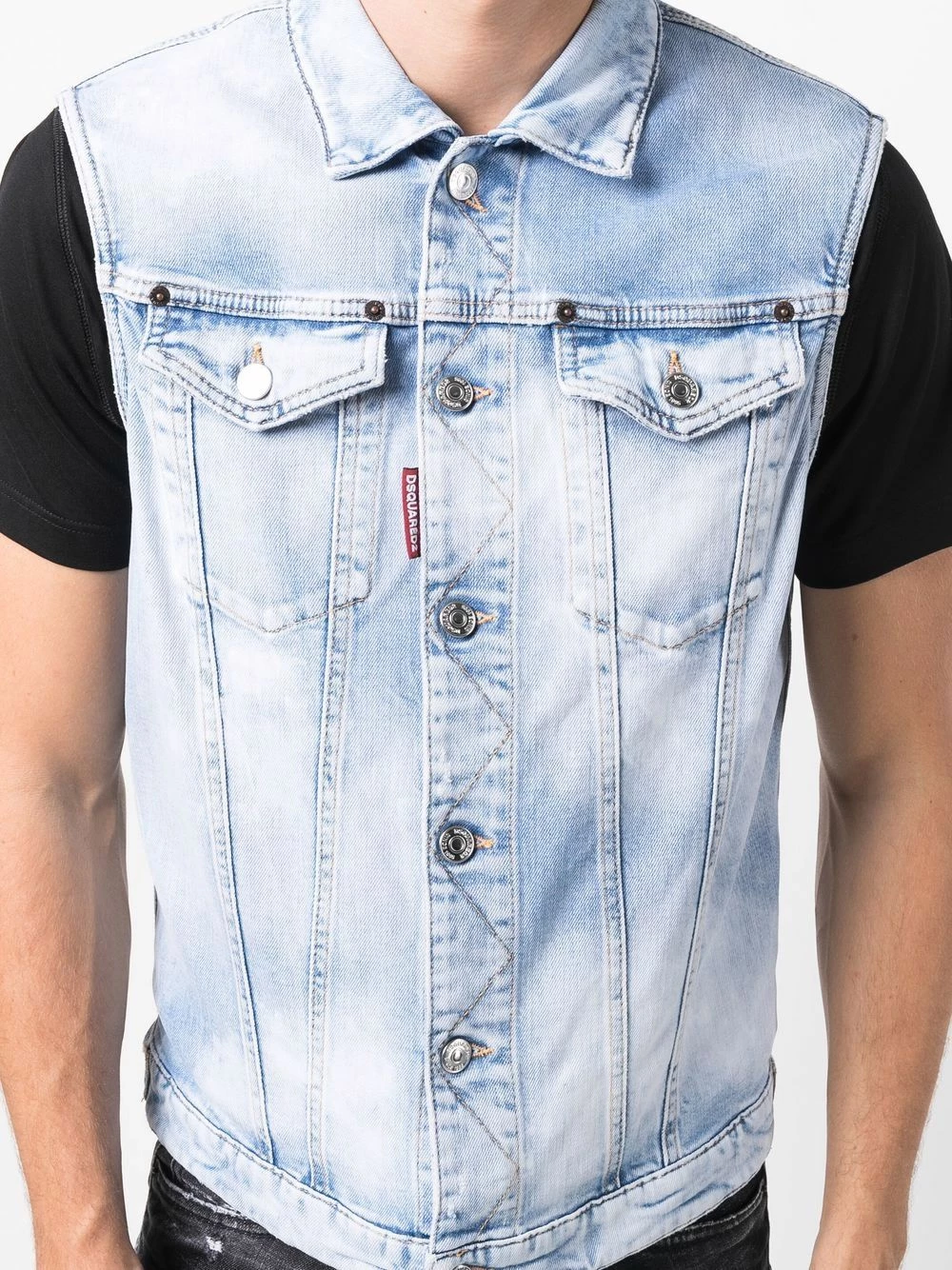 Dsquared2 Prix Cassé Débardeur en jean à effet délavé gilets & vestons homme 7 Dsquared2 débardeur en jean à effet délavé