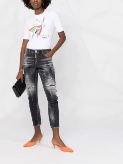 Dsquared2 jean court à effet taches de peinture