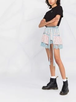 Dsquared2 minijupe fleurie bordée de dentelle