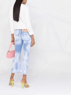 Dsquared2 jean court évasé à effet délavé