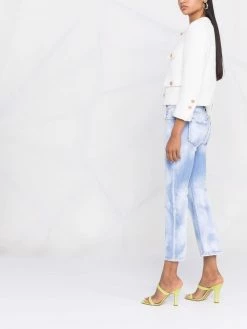 Dsquared2 jean court évasé à effet délavé