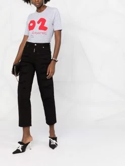 Dsquared2 jean droit à effet usé