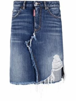 Dsquared2 jupe en jean à effet usé