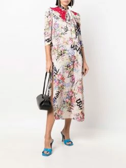 Dsquared2 robe fleurie à encolure en crochet