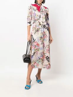 Prix Usine Dsquared2 Robe fleurie à encolure en crochet robes de jour femme 19 Dsquared2 robe fleurie à encolure en crochet