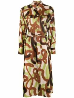 Dsquared2 robe-chemise ceinturée à imprimé graffiti