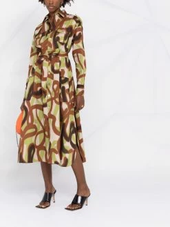 Un Tarif Préférentiel Dsquared2 Robe chemise ceinturée à imprimé graffiti robes de jour femme 11 Dsquared2 robe-chemise ceinturée à imprimé graffiti