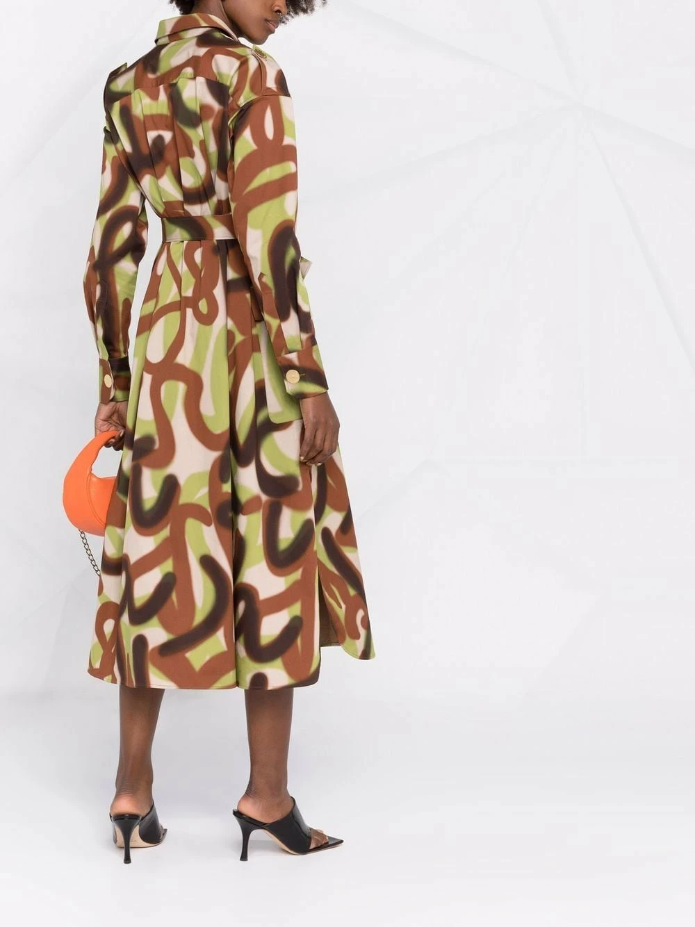 Un Tarif Préférentiel Dsquared2 Robe chemise ceinturée à imprimé graffiti robes de jour femme 6 Dsquared2 robe-chemise ceinturée à imprimé graffiti