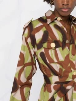 Un Tarif Préférentiel Dsquared2 Robe chemise ceinturée à imprimé graffiti robes de jour femme 12 Dsquared2 robe-chemise ceinturée à imprimé graffiti