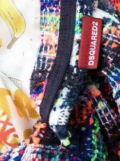 Dsquared2 pantalon court en tweed à détails en jean