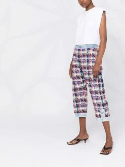 Dsquared2 pantalon court en tweed à détails en jean