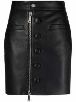 Dsquared2 jupe en cuir à fermeture zippée