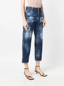 Dsquared2 Prix Allégé Jean court à effet usé jeans courts femme 11 Dsquared2 jean court à effet usé