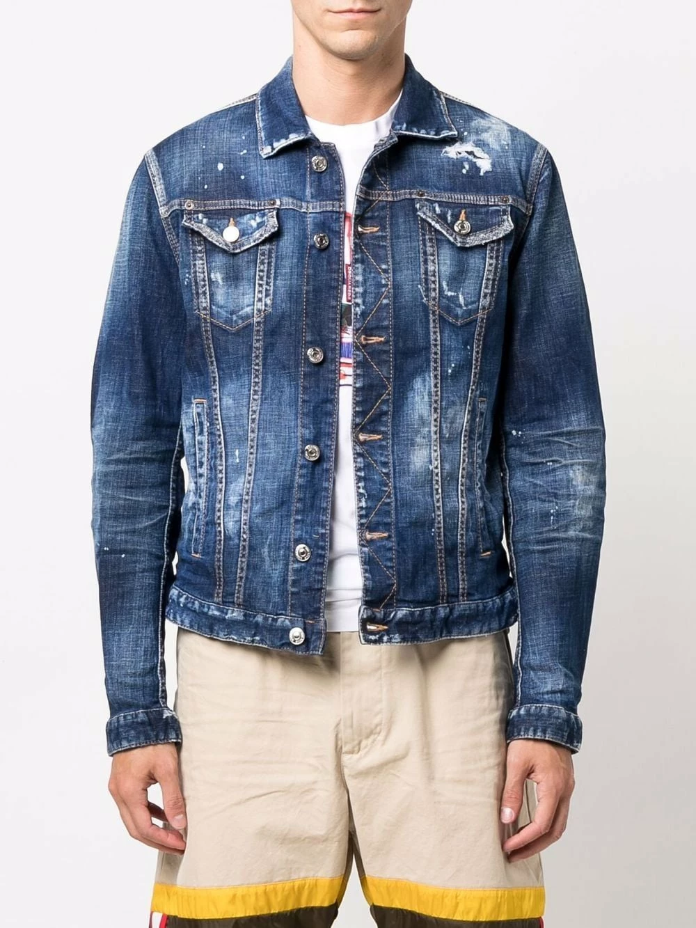 Dsquared2 Veste Icon à effet usé Vendre-Réclame vestes en jean homme 5 Dsquared2 veste Icon à effet usé