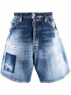 Dsquared2 short en jean à effet délavé