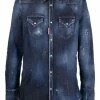 Dsquared2 chemise en jean à finitions effilochées