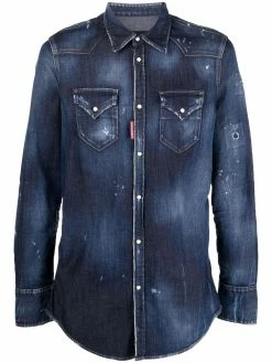 Dsquared2 chemise en jean à finitions effilochées