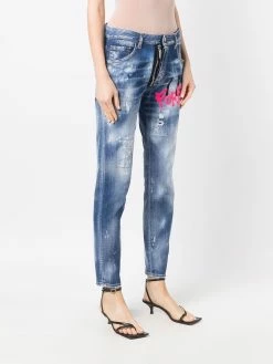 Dsquared2 jean imprimé à effet usé