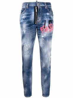 Dsquared2 jean imprimé à effet usé