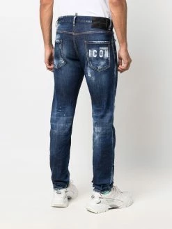 Dsquared2 jean droit à effet usé