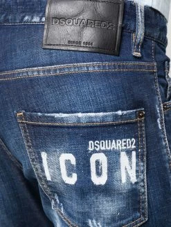 Dsquared2 jean droit à effet usé