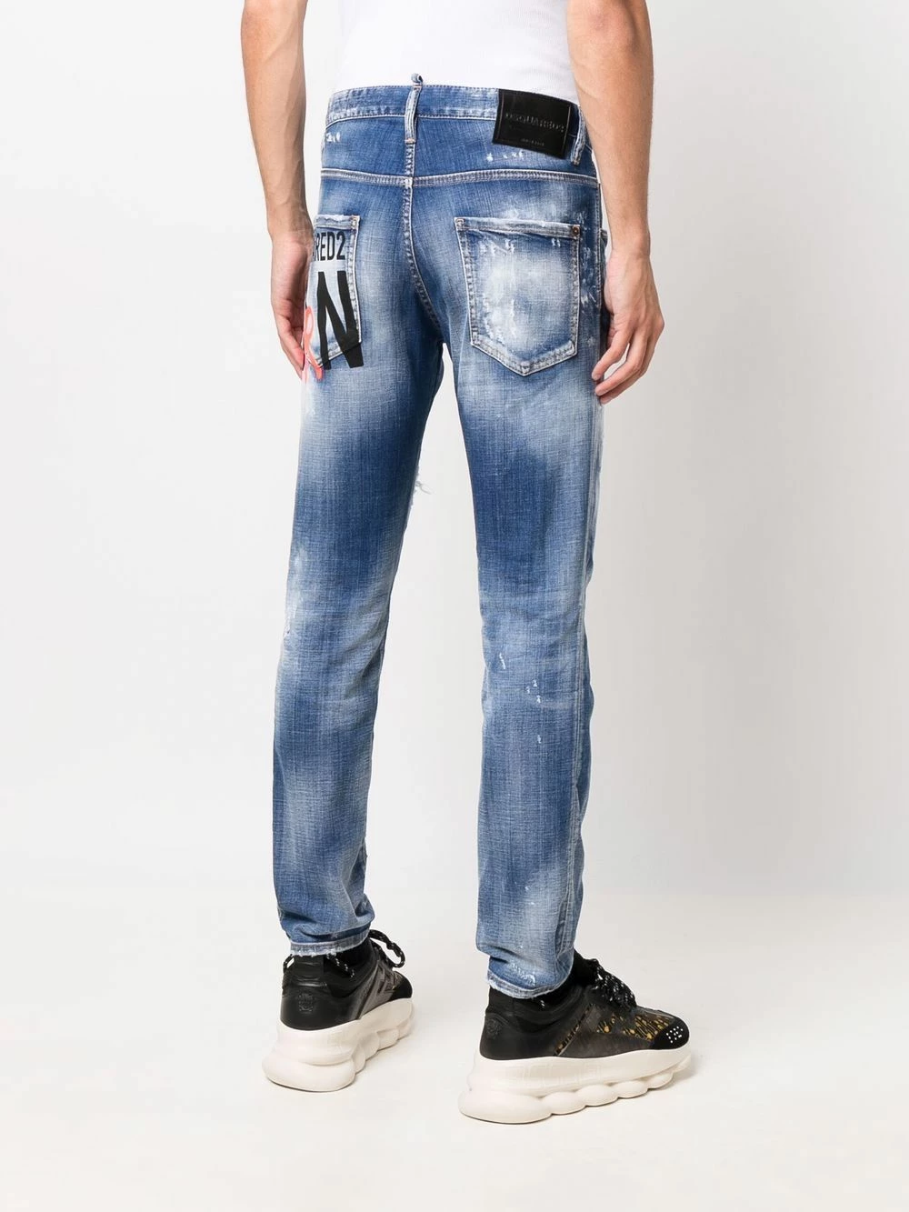 Dsquared2 Produit de première qualité Jean imprimé à effet usé pantalons droits homme 6 Dsquared2 jean imprimé à effet usé