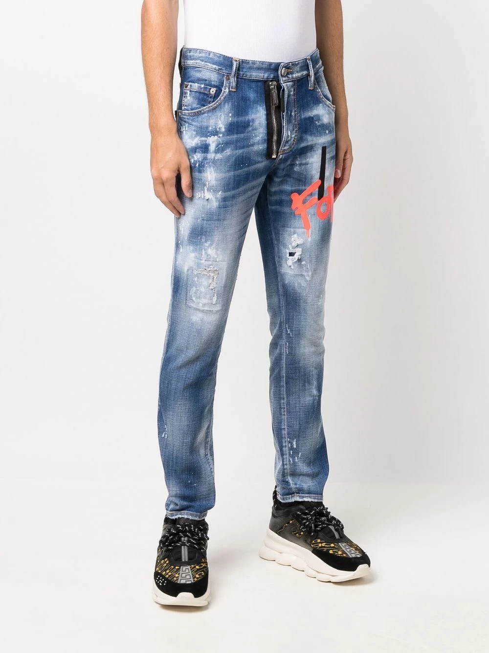 Dsquared2 Produit de première qualité Jean imprimé à effet usé pantalons droits homme 5 Dsquared2 jean imprimé à effet usé