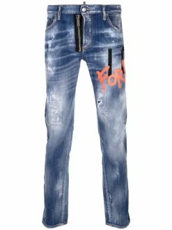 Dsquared2 jean imprimé à effet usé