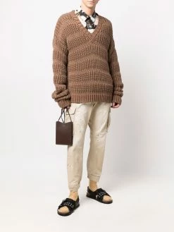 Dsquared2 pull nervuré à col v