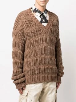 Dsquared2 pull nervuré à col v