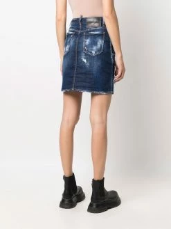 Réduction Dsquared2 Jupe en jean à logo imprimé jupes droites femme 10 Dsquared2 jupe en jean à logo imprimé