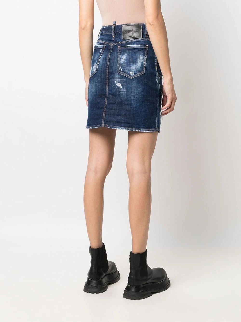 Réduction Dsquared2 Jupe en jean à logo imprimé jupes droites femme 6 Dsquared2 jupe en jean à logo imprimé