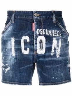Dsquared2 short en jean à effet usé