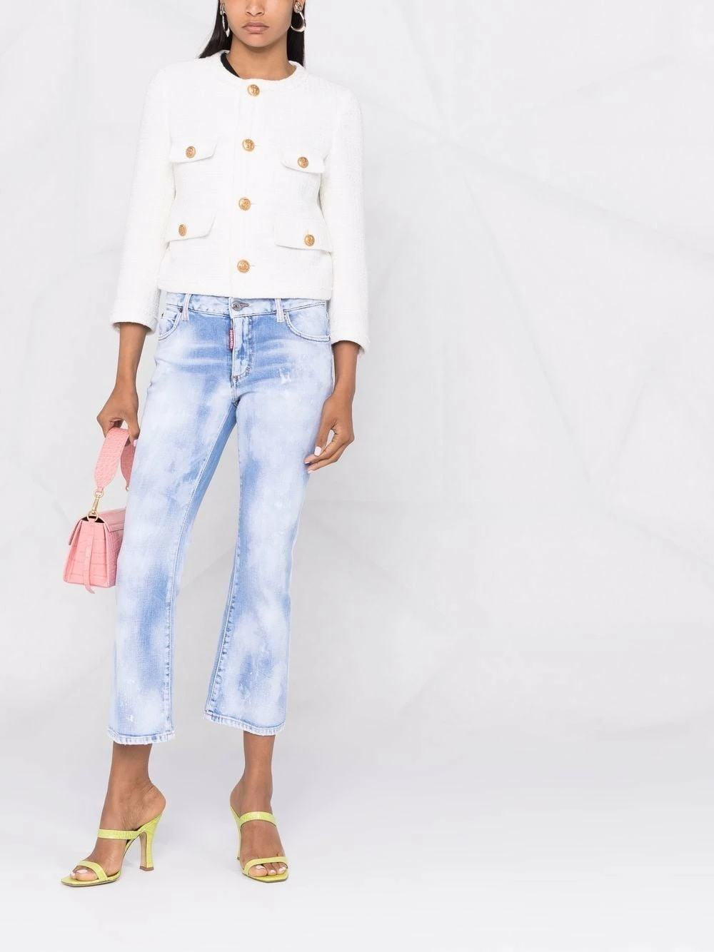 Dsquared2 Soldes Veste en tweed à design sans col vestes en tweed femme 4 Dsquared2 veste en tweed à design sans col